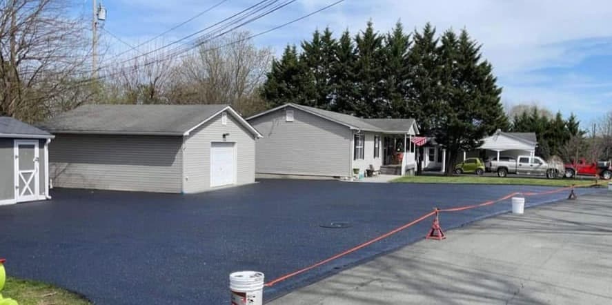 A newly paved residential driveway