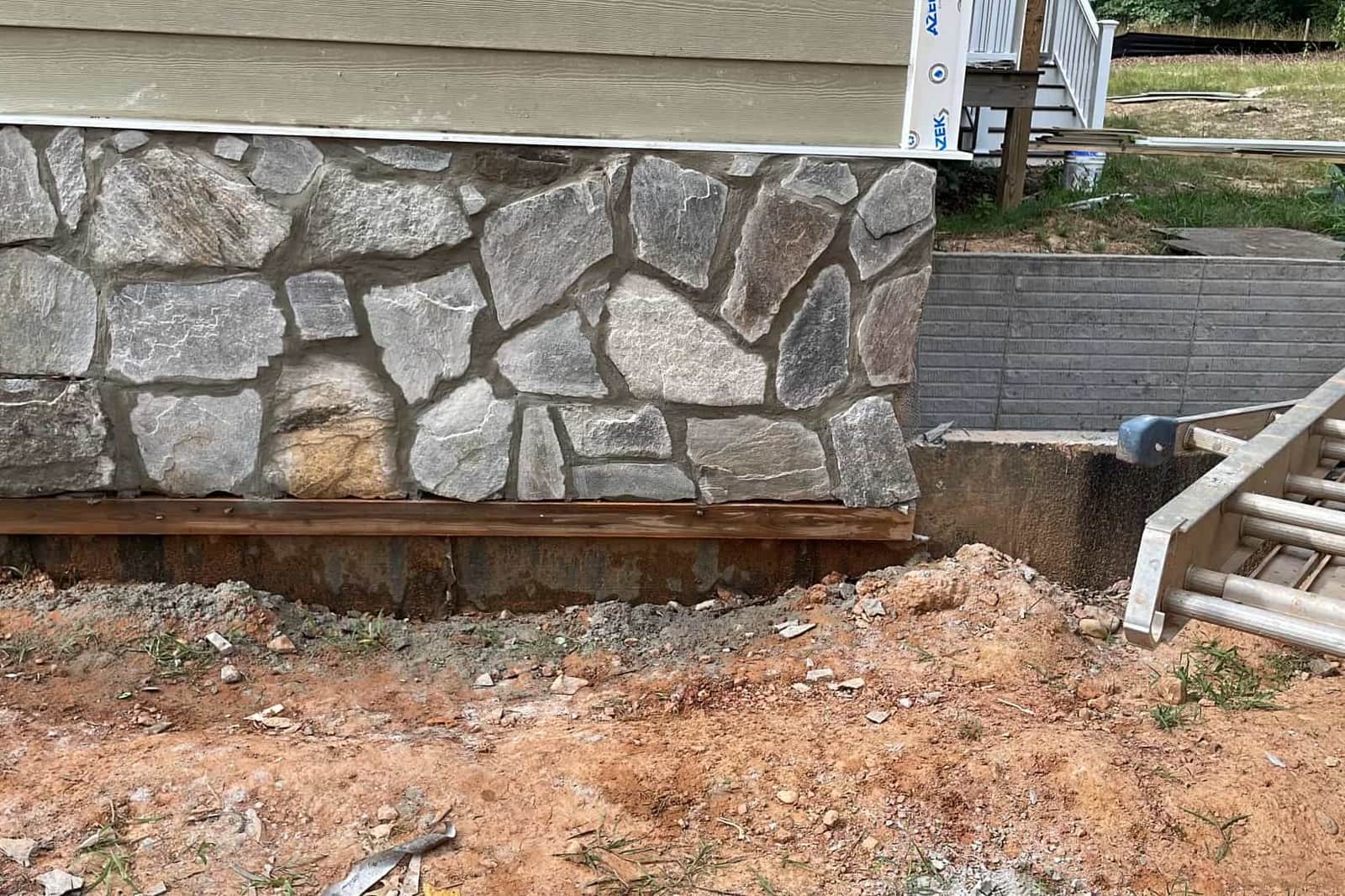 Stone veneer detail on a home's exterior facade