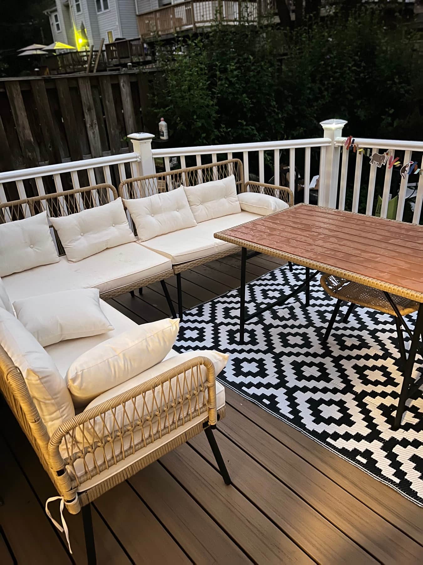 Composite deck set up with outdoor lounge furniture