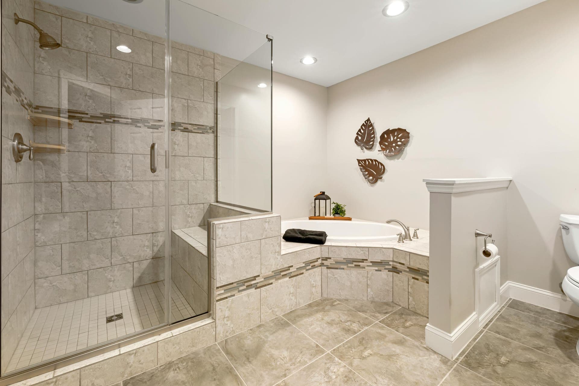 Inspiration: primary bath with freestanding tub and large-format tile