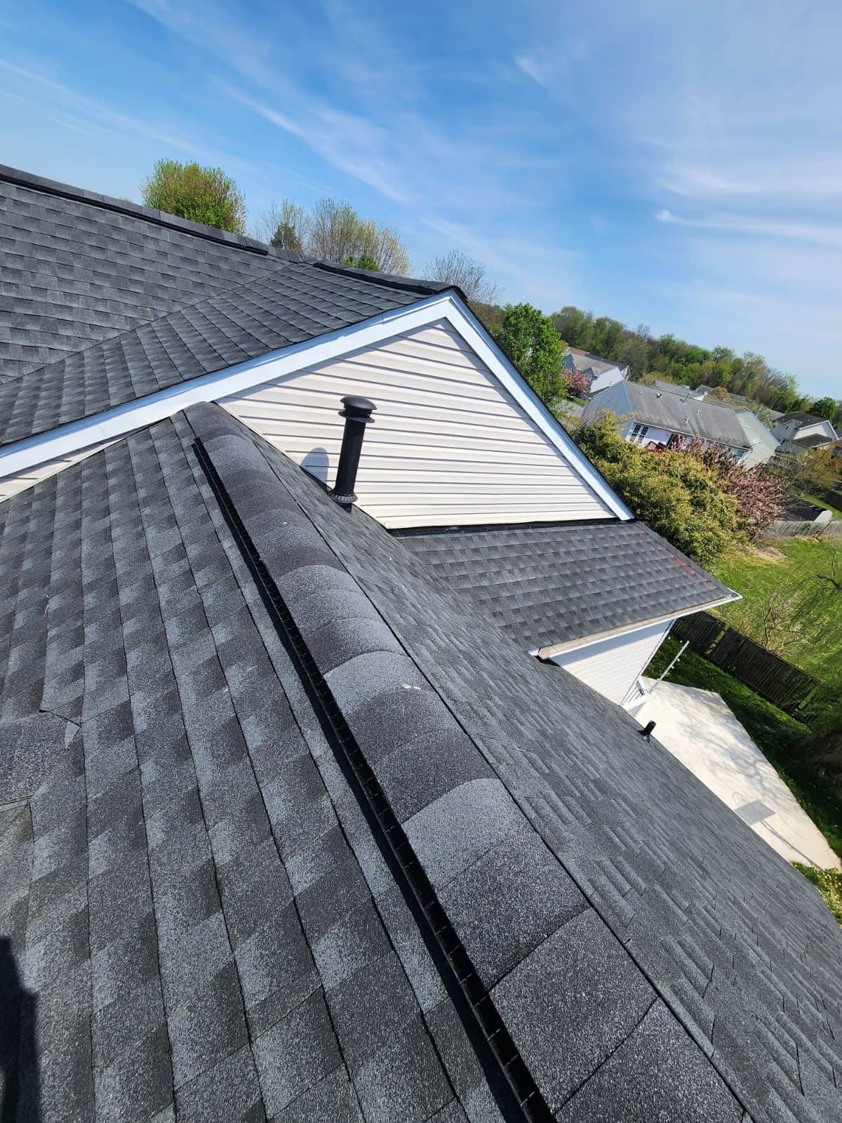 Cobra ridge vent installed along the roof ridge